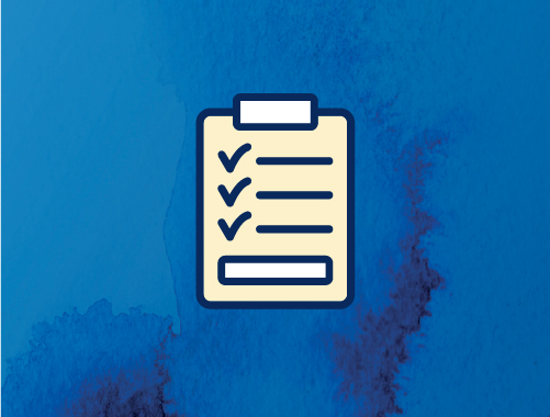 Graphic icon of notebook with ticks Graphic icon of notebook with ticks